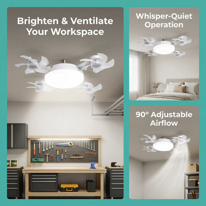 2026 Upgraded E27 Screw-In Ceiling Fan with LED Light | No Wiring Required❄️ Limited Time Free Shipping!