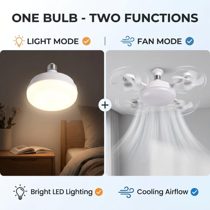 2026 Upgraded E27 Screw-In Ceiling Fan with LED Light | No Wiring Required❄️ Limited Time Free Shipping!