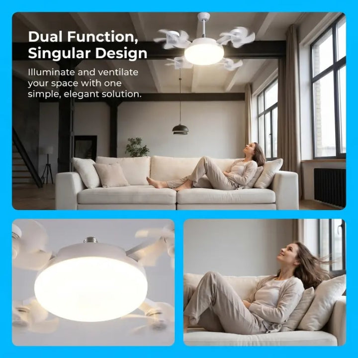 2026 Upgraded E27 Screw-In Ceiling Fan with LED Light | No Wiring Required❄️ Limited Time Free Shipping!