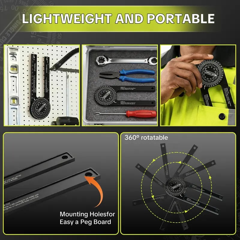 🛠️7-Inch Aluminum Miter Saw Protractor – 360° Angle Finder for Crown Molding & Carpentry📐