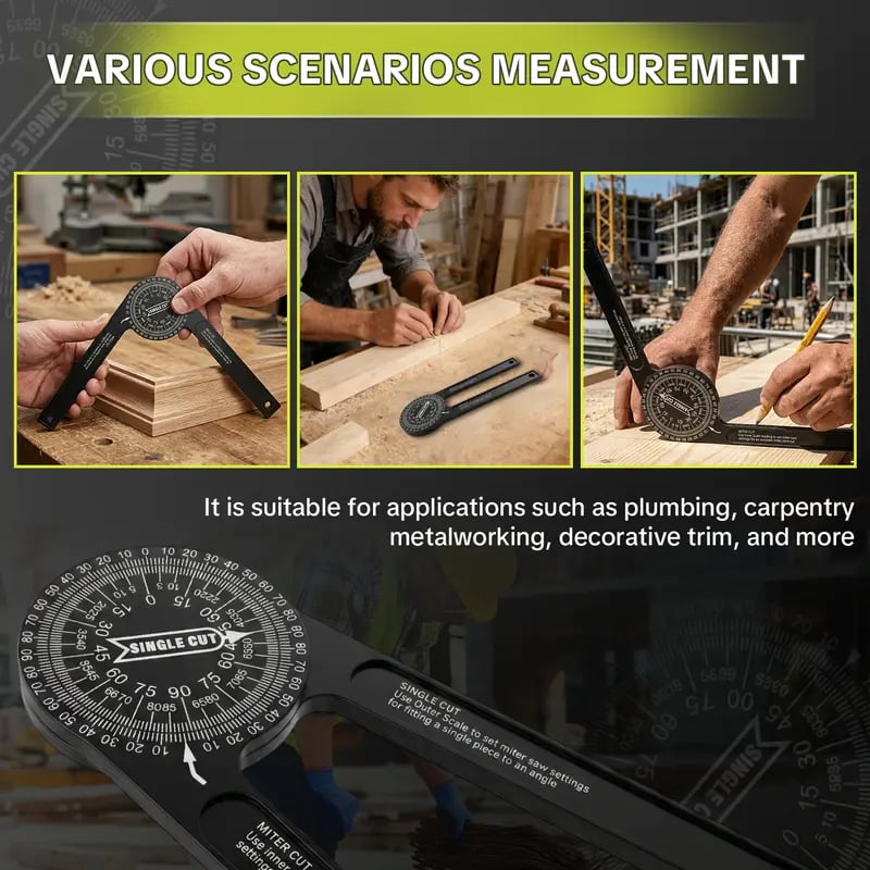🛠️7-Inch Aluminum Miter Saw Protractor – 360° Angle Finder for Crown Molding & Carpentry📐