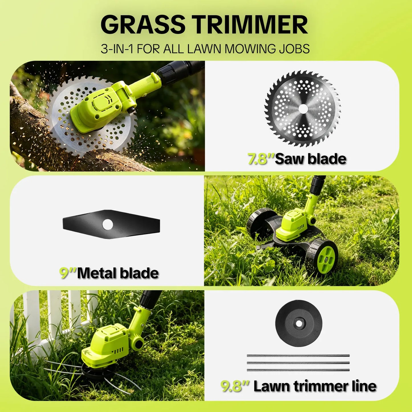 🌿60% OFF TODAY⚡ 3-in-1 Cordless Grass Trimmer