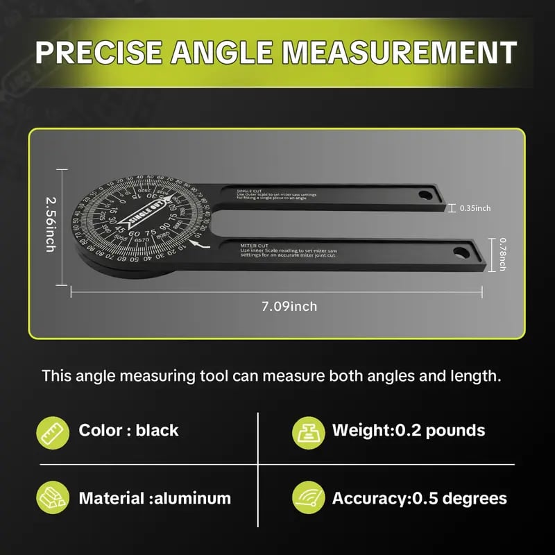 🛠️7-Inch Aluminum Miter Saw Protractor – 360° Angle Finder for Crown Molding & Carpentry📐