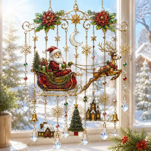🦌🎄Handmade Christmas Stained Glass Window Hanging | ✨Bring Christmas Magic Home