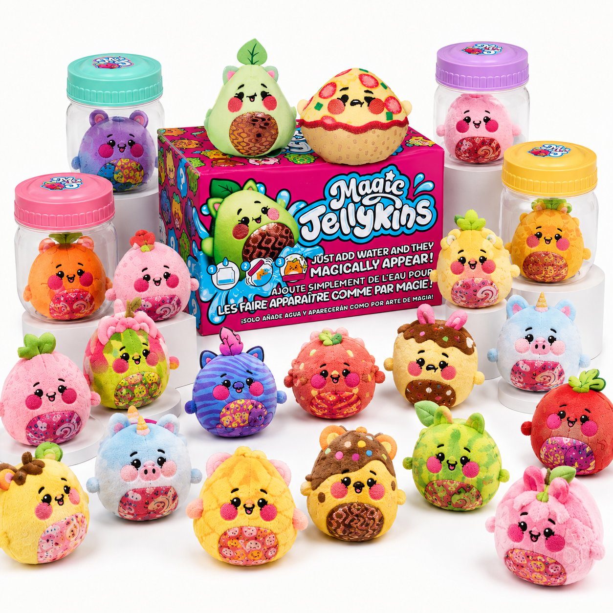 Magic Jellykins Surprise Plush Jar, Magical Transforming Water-Activated Toy, Mystery Box Plushie for Ages 5 and Up, Multicolor, 3”