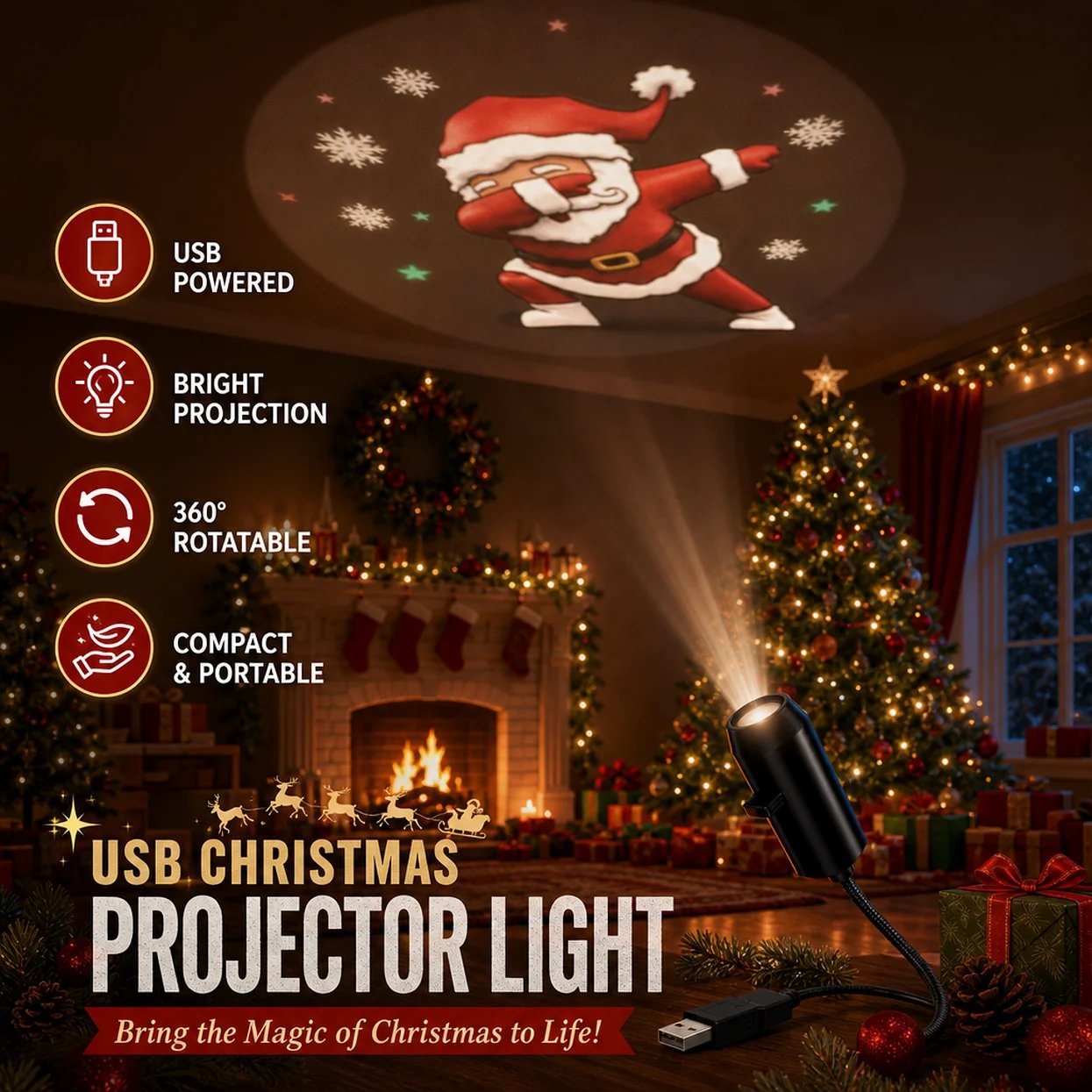 🔥LAST DAY 57% OFF - 🌠HD Smart Dynamic 5D Holographic Night Light Projector, Multi‐Scene Projection Light for Christmas, Halloween & Faith‐Themed Decors🎄