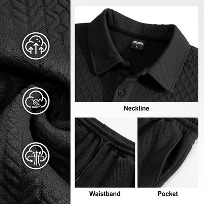 ⏰ LAST DAY: 58% OFF — 🔥 Men's Wrinkle-Resistant Textured Polo & Shorts Set — Effortless Summer Style