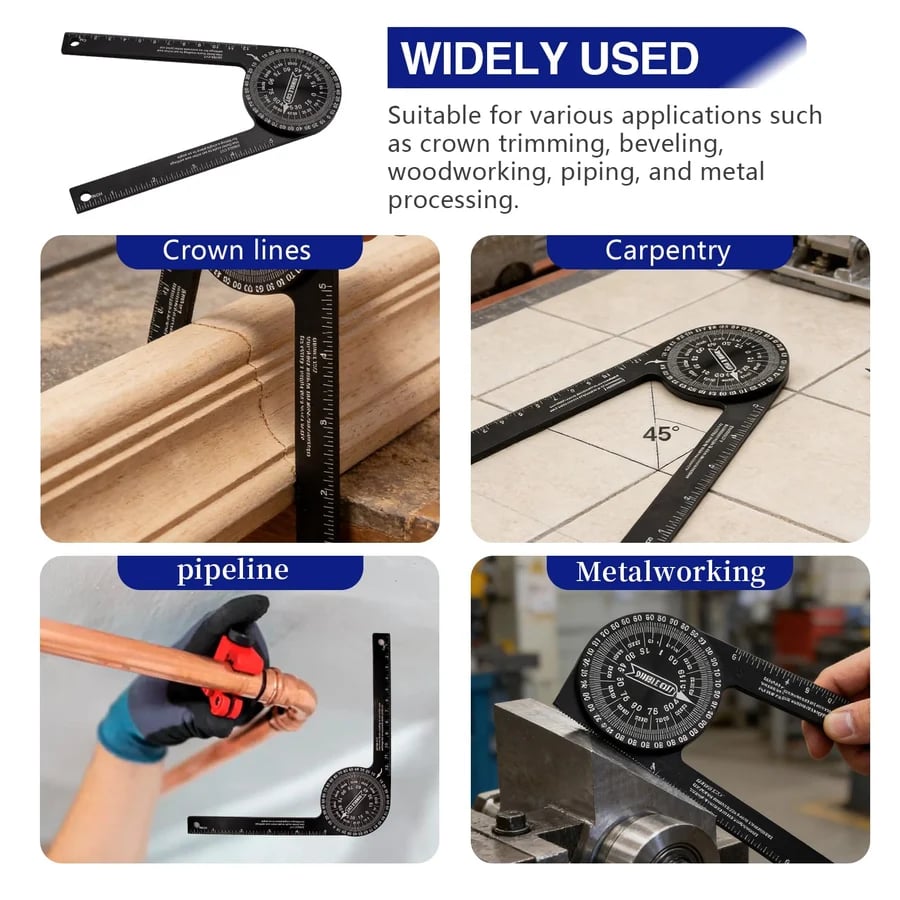 🛠️7-Inch Aluminum Miter Saw Protractor – 360° Angle Finder for Crown Molding & Carpentry📐
